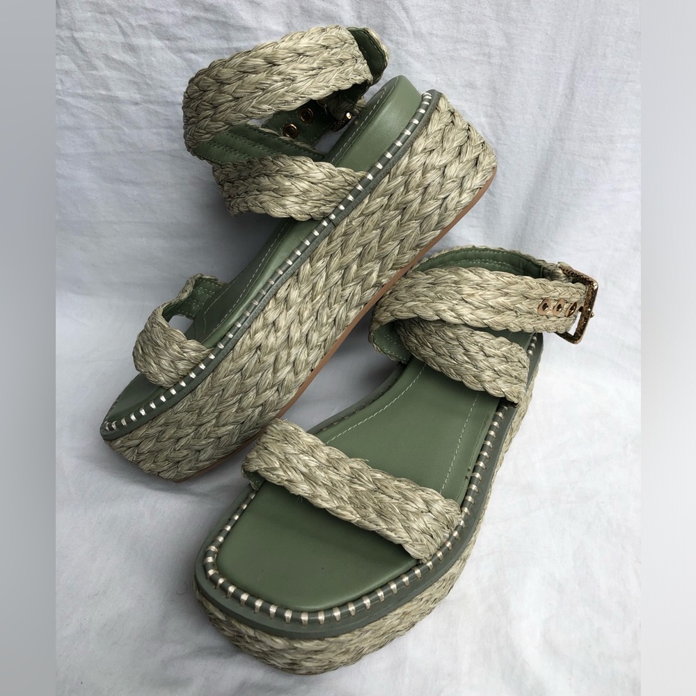 Ulla Johnson Green Espadrille Platform Sandals